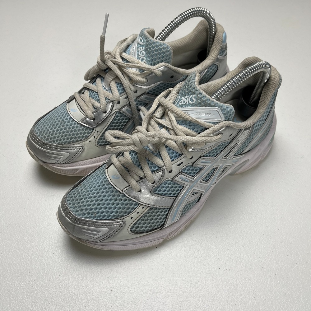 Asics Gel-1130 Sneakers Womens US 6.5 Blue Metallic Silver Mesh Lace Up 1203A609